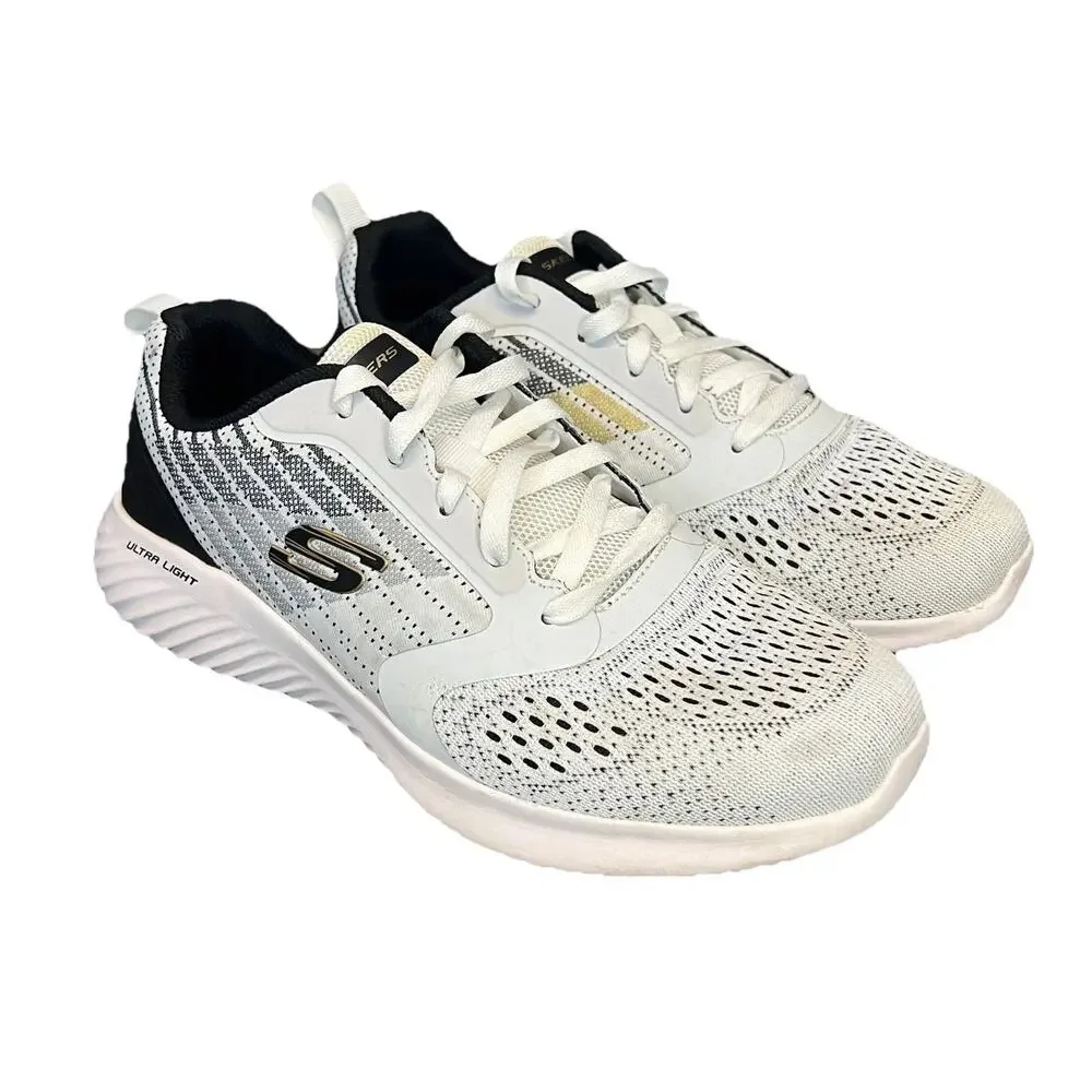 Skechers Bounder Verkona Running Shoes Mens Sz 9 White Athletic Sneakers Comfort